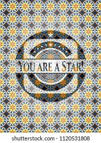 You are a Star! arabesque emblem background. arabic decoration.