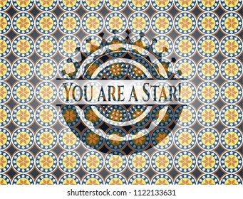 You are a Star! arabic emblem background. Arabesque decoration.