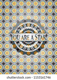 You are a Star! arabic style badge. Arabesque decoration.