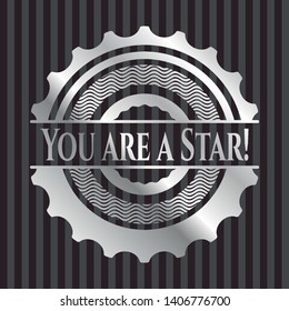 You are a Star! silver badge or emblem. Vector Illustration. Mosaic.
