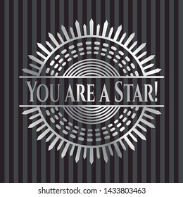You are a Star! silvery emblem. Vector Illustration. Mosaic.