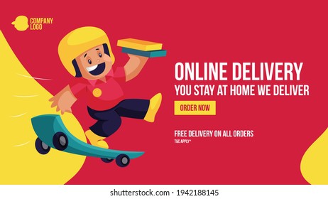 You stay at home we deliver order now banner design. Vector graphic illustration.