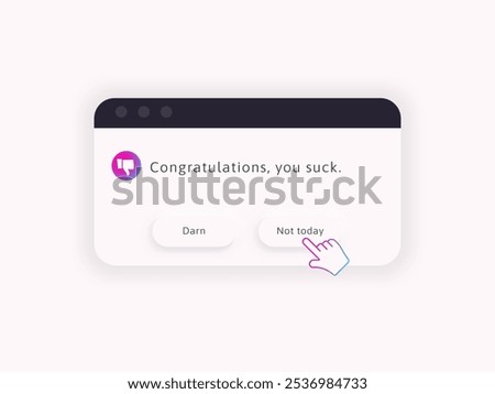 You suck. Satirical congratulation black humor message