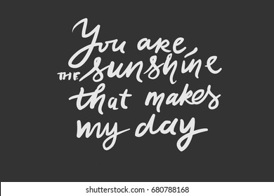 You the sunshine that makes my day. Modern calligraphic style. Hand lettering and custom typography for your designs: t-shirts, bags, for posters, invitations, cards, etc. Hand drawn typography