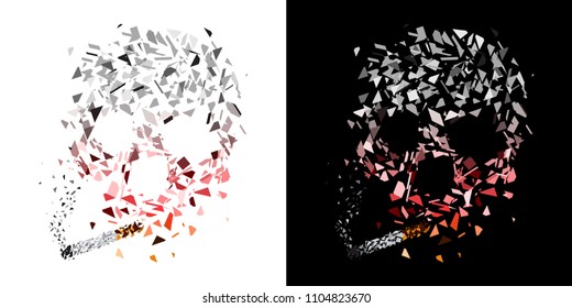 If you think smoke is right, it will kill your soul. No smoking. Stop burning life. Abstract design shatter shape vector