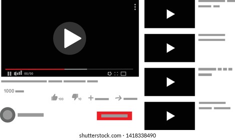 You tube video player background vector illustration flat desing