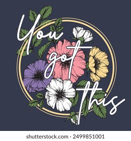 "You ve got this" - Watercolor tropical leaf seamless. For stickers, t-shirts.