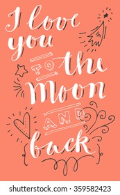 For You. Vector hand written vintage greeting card with a hart and a ribbon. Lovely Valentine's Day hand drawn postcard.