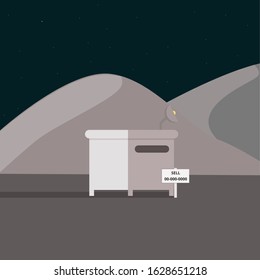 If you want to move out of the world.I have the house in space for you.Mini house in space vector illustration EPS.10
