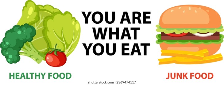 You Are What You Eat: Healthy Food vs Junk Food illustration