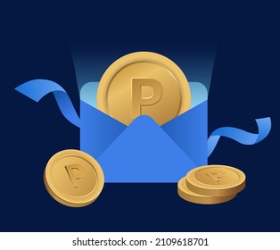 You will be promoted to gold level and receive various benefits and gold points as gifts illustration set. mail, ribbon, money, letter, event, shop. Vector drawing. Hand drawn style.