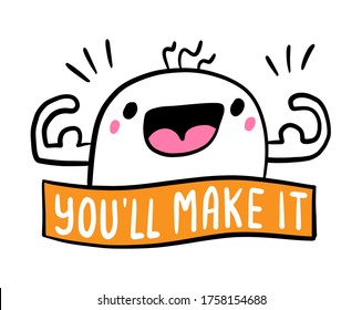 You will make it hand drawn vector illustration in cartoon doodle style man strong label lettering
