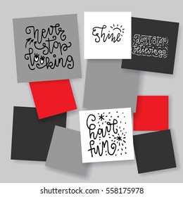 "You will never bore me" - hand lettering greeting card. Hand drawn print. Ink quote. Modern brush calligraphy. Valentine's Day vector card.
