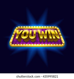 "You win" banner design. Vector illustration.