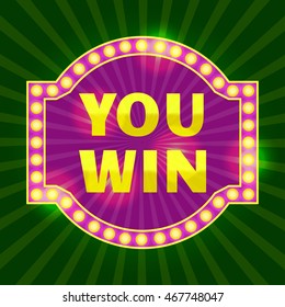 You Win. Celebration Design. Game Element. Birthday Party. Sale or Congratulations Vector illustration