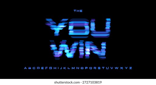 Usted gana Digital Noice Font Winner Logo Alfabeto Vector Glitch Letters Set Tipografía Moderna, Juego Creativo Diseño Tipográfico para Jugar Botón, Juegos UI Headline, Fuentes de visualización. Tipografía de Vector
