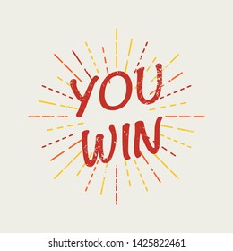 You win inscription background with rays