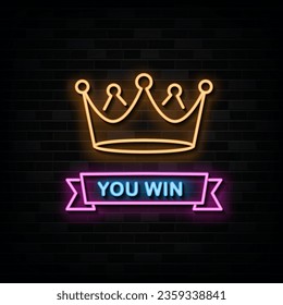 You Win Neon Signs Vector Design Template Neon Style