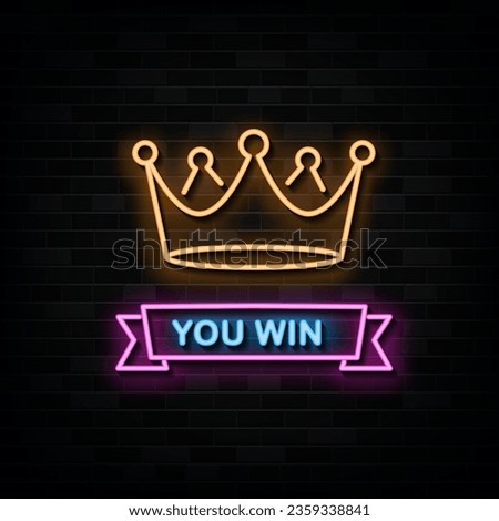 You Win Neon Signs Vector Design Template Neon Style