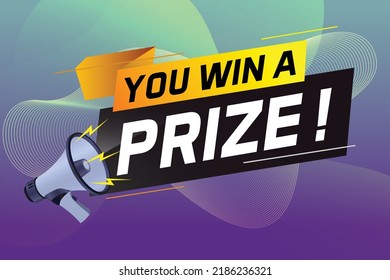 you win prize word concept vector illustration with megaphone and 3d style for use landing page, template, ui, web, mobile app, poster, banner, flyer, background, gift card, coupon, wallpaper