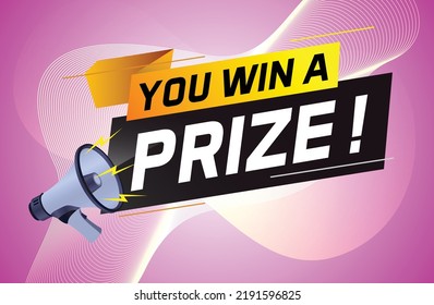you win prize word concept vector illustration with megaphone and 3d style for use landing page, template, ui, web, mobile app, poster, banner, flyer, background, gift card, coupon, wallpaper