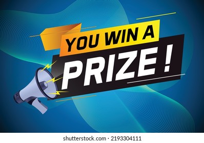 you win prize word concept vector illustration with megaphone and 3d style for use landing page, template, ui, web, mobile app, poster, banner, flyer, background, gift card, coupon, wallpaper