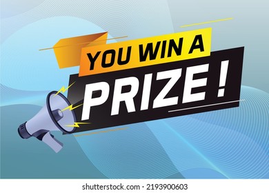 you win prize word concept vector illustration with megaphone and 3d style for use landing page, template, ui, web, mobile app, poster, banner, flyer, background, gift card, coupon, wallpaper