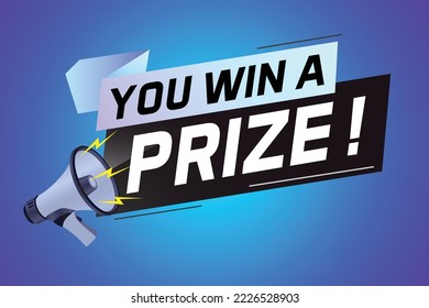 Sie gewinnen prämierte Wort-Konzept Vektorgrafik mit Megaphon und 3D-Stil für die Verwendung Landing-Page, Vorlage, i, Web, mobile App, Poster, Banner, Flyer, Hintergrund, Geschenkkarte, Coupon, Wallpaper