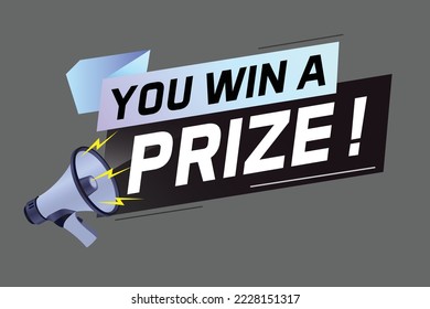 you win prize word concept vector illustration with megaphone and 3d style for use landing page, template, ui, web, mobile app, poster, banner, flyer, background, gift card, coupon, wallpaper