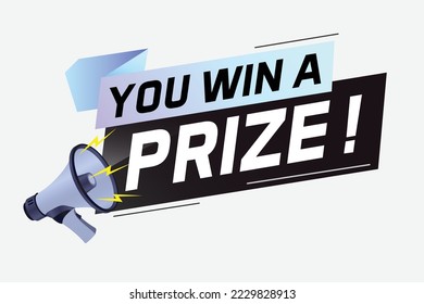 you win prize word concept vector illustration with megaphone and 3d style for use landing page, template, ui, web, mobile app, poster, banner, flyer, background, gift card, coupon, wallpaper