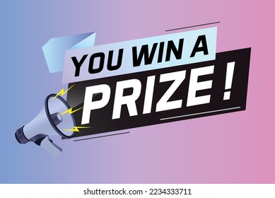 se gana la palabra premio concepto ilustración vector con megáfono y estilo 3d para uso página de inicio, plantilla, ui, web, aplicación móvil, afiche, banner, volante, fondo, tarjeta de regalo, cupón, papel tapiz