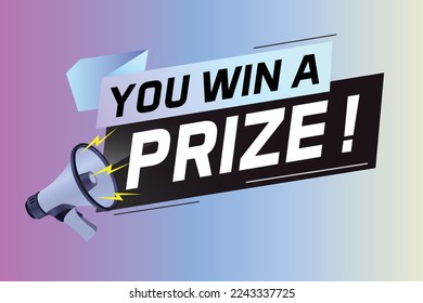 se gana la palabra premio concepto ilustración vector con megáfono y estilo 3d para uso página de inicio, plantilla, ui, web, aplicación móvil, afiche, banner, volante, fondo, tarjeta de regalo, cupón, papel tapiz