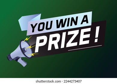 you win prize word concept vector illustration with megaphone and 3d style for use landing page, template, ui, web, mobile app, poster, banner, flyer, background, gift card, coupon, wallpaper