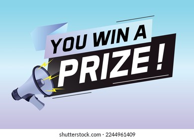 Sie gewinnen prämierte Wort-Konzept Vektorgrafik mit Megaphon und 3D-Stil für die Verwendung Landing-Page, Vorlage, i, Web, mobile App, Poster, Banner, Flyer, Hintergrund, Geschenkkarte, Coupon, Wallpaper
