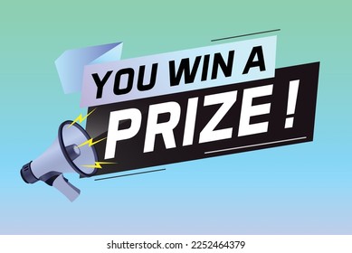 you win prize word concept vector illustration with megaphone and 3d style for use landing page, template, ui, web, mobile app, poster, banner, flyer, background, gift card, coupon, wallpaper