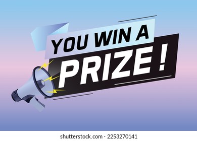 you win prize word concept vector illustration with megaphone and 3d style for use landing page, template, ui, web, mobile app, poster, banner, flyer, background, gift card, coupon, wallpaper