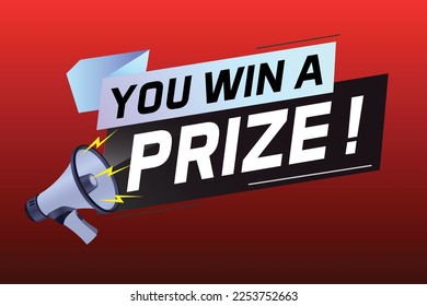 you win prize word concept vector illustration with megaphone and 3d style for use landing page, template, ui, web, mobile app, poster, banner, flyer, background, gift card, coupon, wallpaper