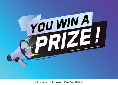 you win prize word concept vector illustration with megaphone and 3d style for use landing page, template, ui, web, mobile app, poster, banner, flyer, background, gift card, coupon, wallpaper