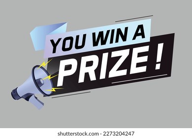 you win prize word concept vector illustration with megaphone and 3d style for use landing page, template, ui, web, mobile app, poster, banner, flyer, background, gift card, coupon, wallpaper