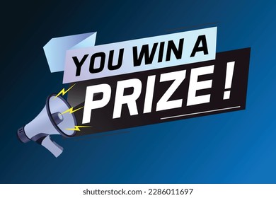 you win prize word concept vector illustration with megaphone and 3d style for use landing page, template, ui, web, mobile app, poster, banner, flyer, background, gift card, coupon, wallpaper