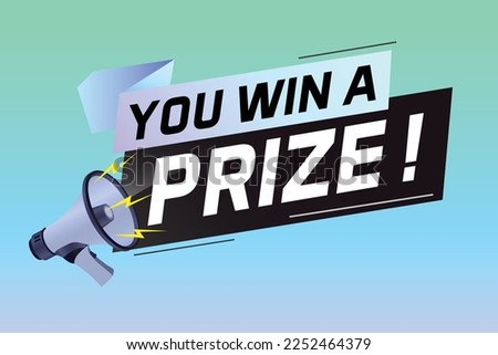 you win prize word concept vector illustration with megaphone and 3d style for use landing page, template, ui, web, mobile app, poster, banner, flyer, background, gift card, coupon, wallpaper