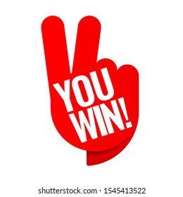 You Win Red Tag. Winner Symbol. Vector Illustration.
