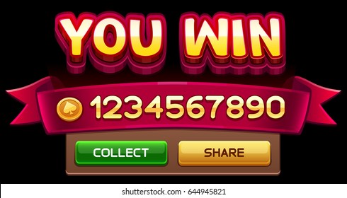 You win screen for game. Vector illustration