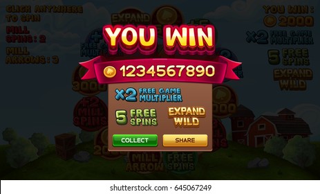 You win screen for game. Vector illustration
