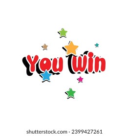 you win sign on white background