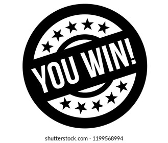 you win stamp on white background. Sign, label, sticker.