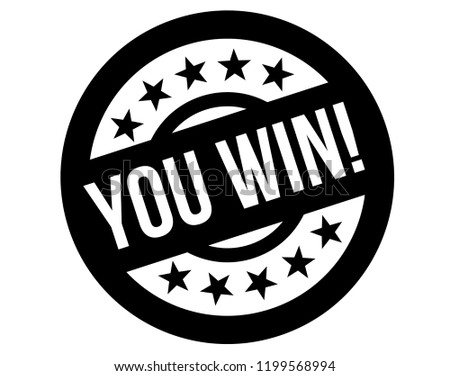 you win stamp on white background. Sign, label, sticker.