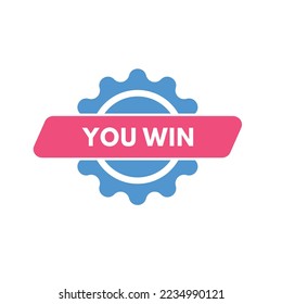 you win text Button. you win Sign Icon Label Sticker Web Buttons