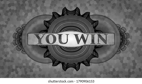 Sie gewinnen Text in Guilloche graue Farbe Stein Wand realistische Abzeichen. Rock-luxuriöser Hintergrund. Intensive Illustration. 
