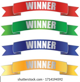 You win , vector congratulation banner template with lettering composition and speech bubble